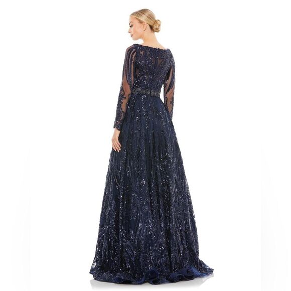 Elegant Navy Blue Evening Gown - Picture 3 of 14